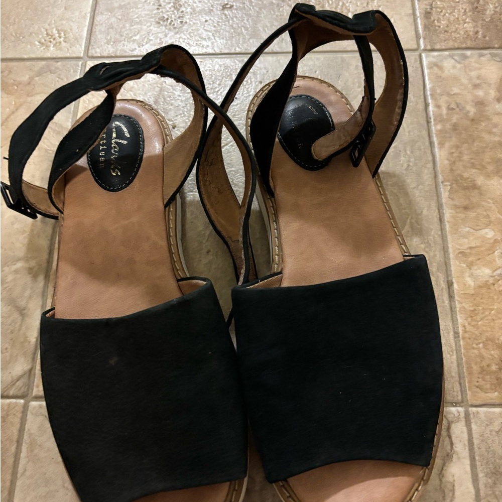 Clark’s Black Sandals with Stiletto Heel and Ankle Straps